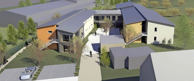 Modellhaft: Um einen Innenhof herum gr...hnprojekts fr Behinderte in Renchen.   | Foto: Animation: Architekturbro Schink