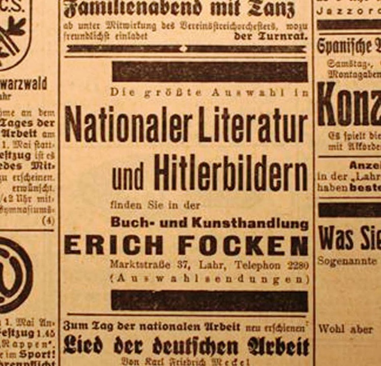 Geschftsanzeige in der Lahrer Zeitung vom Frhjahr 1933  | Foto: Stadtarchiv Lahr