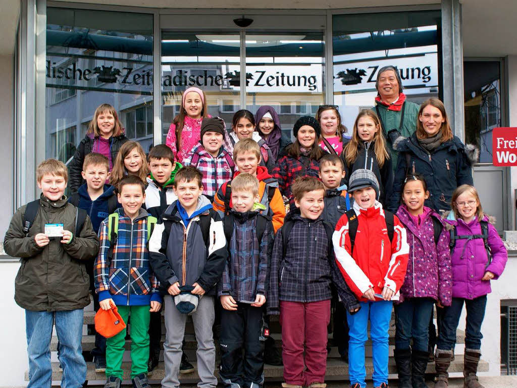 Die Klasse 4b der Rheinschule aus Neuenburg mit ihrer Lehrerin Frau Frau Bettina Klaas
