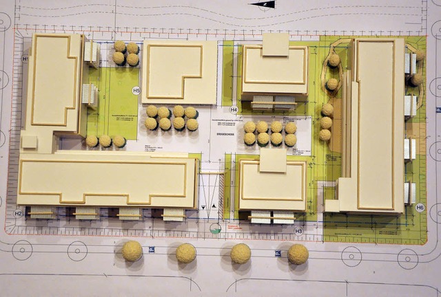 So soll die Anlage aussehen: Haus 1 (H...H 6 rechts das Haus mit Mietwohnungen.  | Foto: R. Ruther