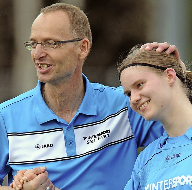 Freude pur: Titisees Trainer Uwe Kreuz...ewannen hochverdient mit 4:0-Toren.     | Foto: seeger