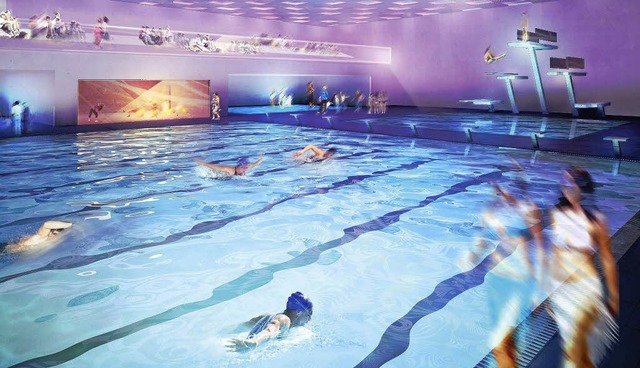 So wie in dieser Computerdarstellung k... das unterirdische Sportbad aussehen.   | Foto: Visualisierung: Aquabasilea