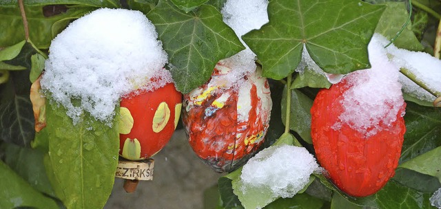 Seltener Anblick: Schnee auf Ostereier... in der Region schon lange nicht mehr.  | Foto: Markus Maier