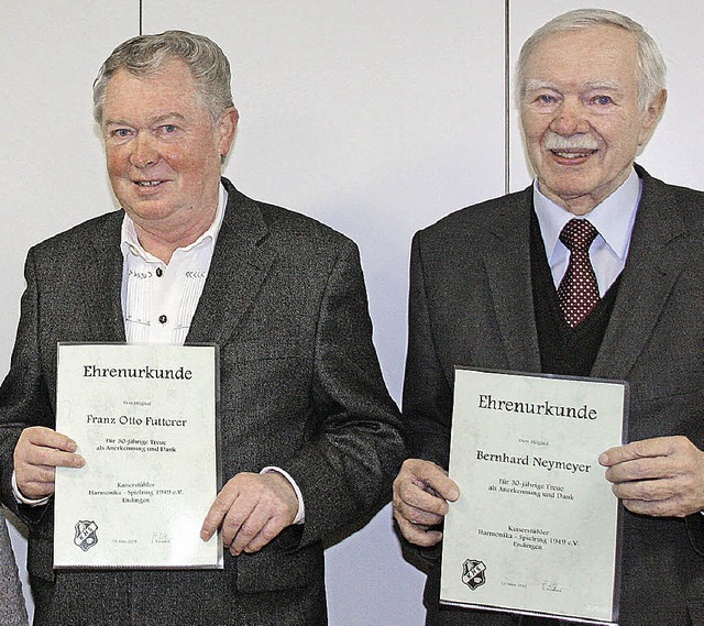 Von den langjhrigen Mitgliedern, die ...ts) und Franz Otto Futterer anwesend.   | Foto: Christiane franz