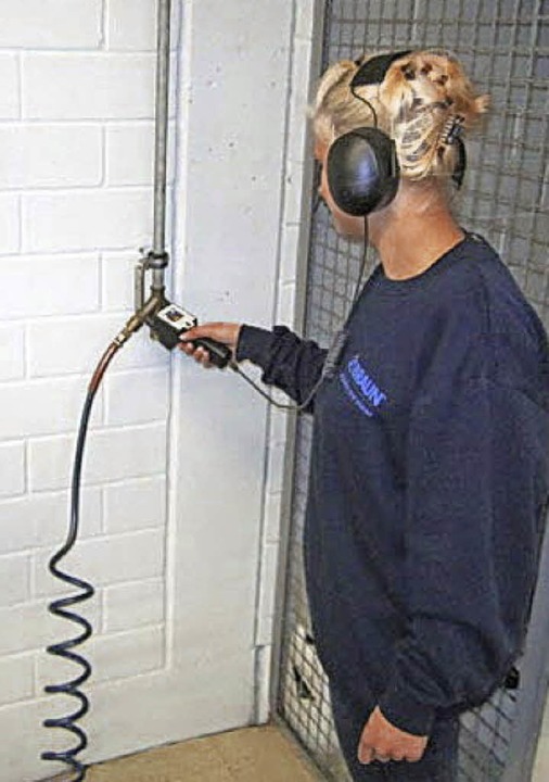 Mit Hilfe eines Leckagesuchgeräts spür...Firma Braunform Druckluftleckagen auf.  | Foto: Braunform
