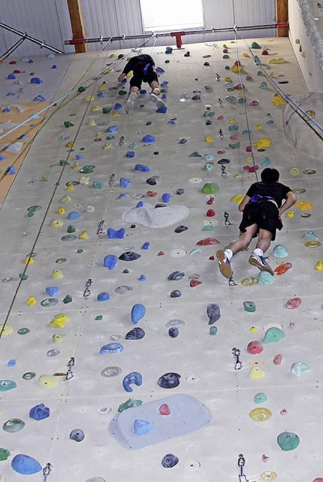 Hoch hinaus ging&#8217;s in der Kletterhalle.   | Foto: schule