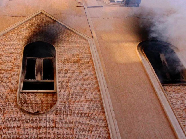 Eine zerstrte koptische Kirche in Benghasi.  | Foto: AFP