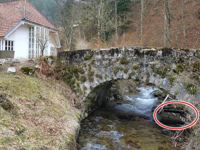 Unter der Steinbogenbrcke am Gemeinde...ung aus. Im Sommer wird es untersucht.  | Foto: Sattelberger