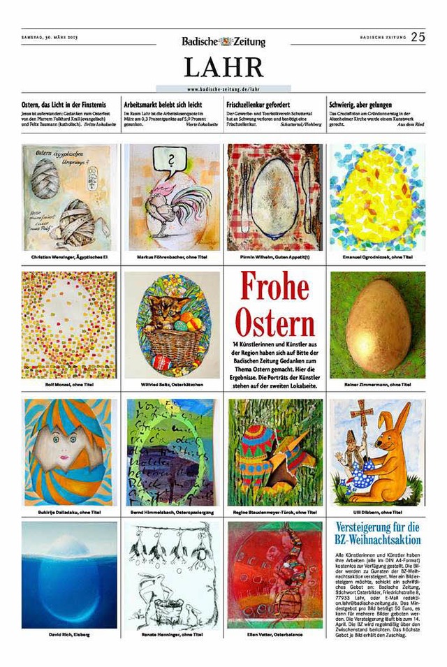 Die Titelseite der Badischen Zeitung am Ostersamstag.  | Foto: BZ