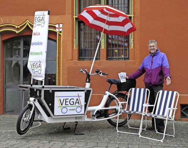 Hubert Herzog (61), einer der VEGA-Akt...ten-Fahrrad mit Elektrountersttzung.   | Foto: Thomas Kunz