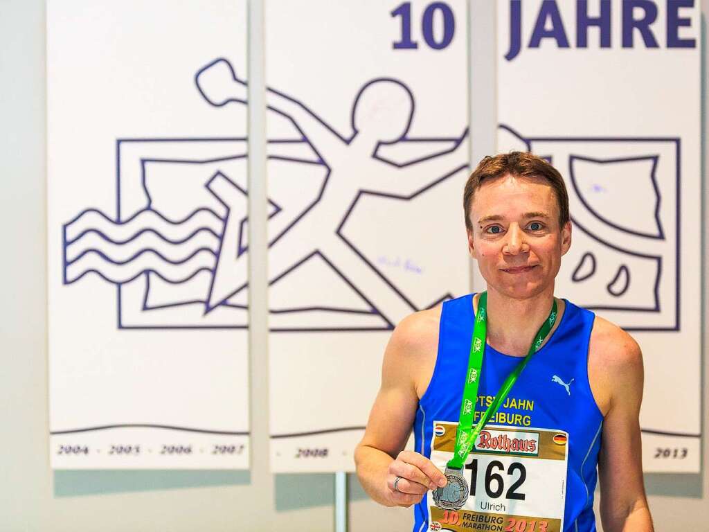 10 Jahre Freiburg-Marathon: In allen Jahren am Start war Ulrich Reber (21 km, 01h 20min 21sek)