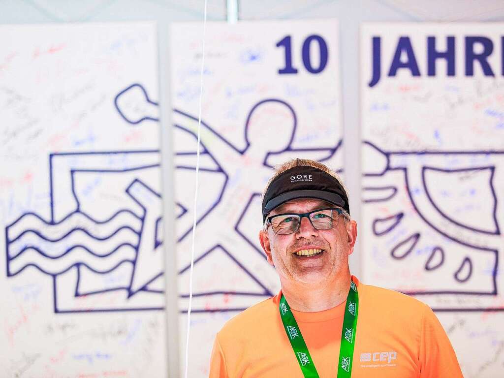 10 Jahre Freiburg-Marathon: In allen Jahren am Start war Hermann Krieger (42 km, 03h 44min 24sek)