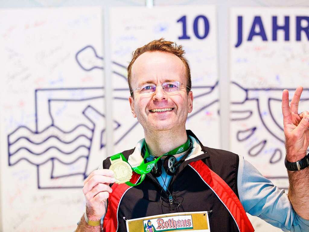 10 Jahre Freiburg-Marathon: In allen Jahren am Start war Markus Zimmer (42 km, 03h 22min 26sek)
