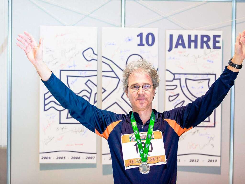10 Jahre Freiburg-Marathon: In allen Jahren am Start war Andreas Venzke (21 km, 01h 57min 06sek)