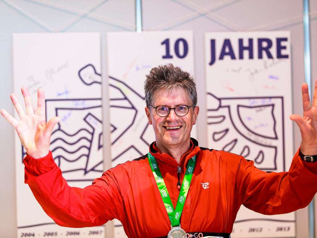 10 Jahre Freiburg-Marathon: In allen Jahren am Start war Siegfried Deininger (21 km, 01h 43min 15sek)