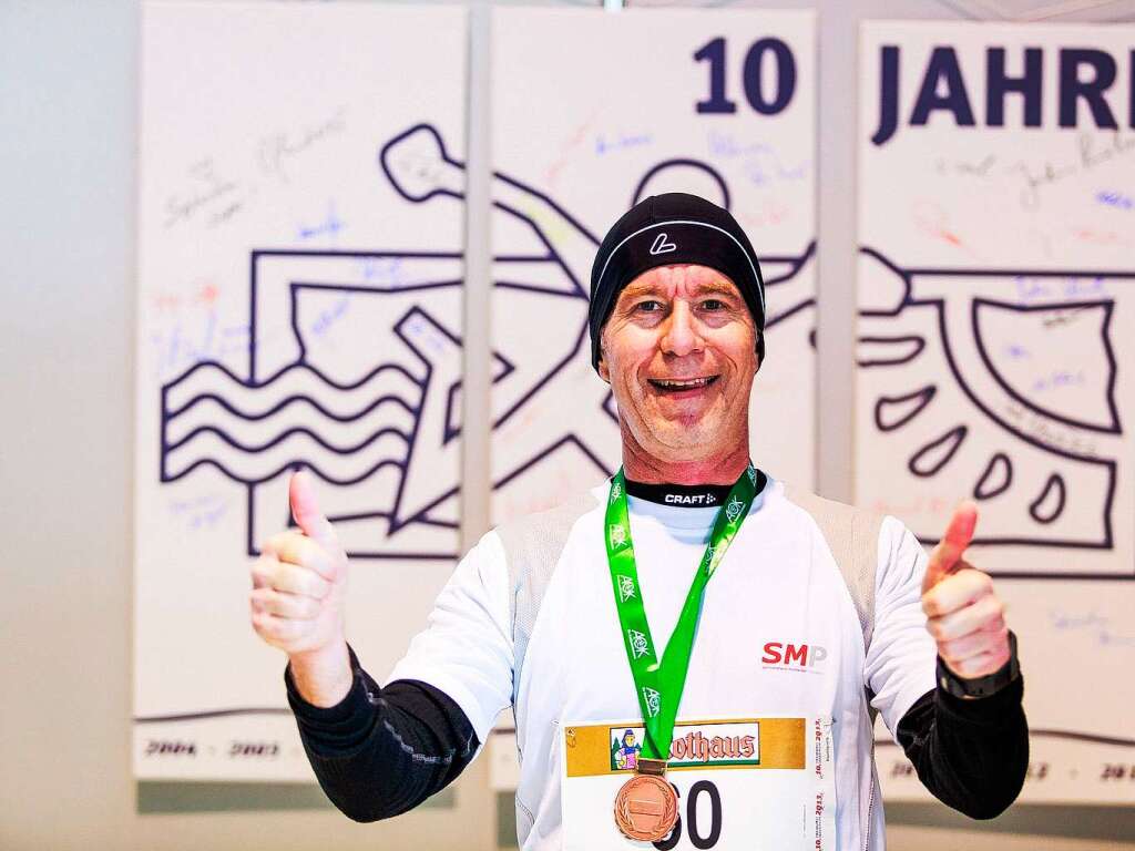 10 Jahre Freiburg-Marathon: In allen Jahren am Start war Klaus Baumann (21 km, 01h 49min 52sek)