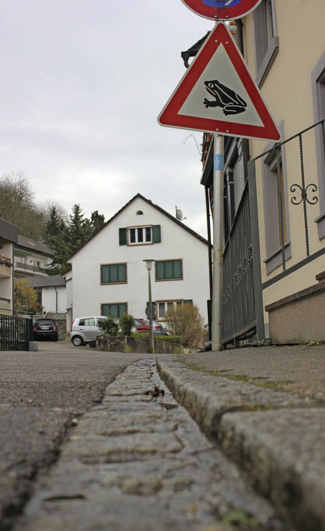 Achtung Autofahrer: Schilder weisen au...e hier in der Steingasse in Grenzach.   | Foto: Eva-Maria Klassen