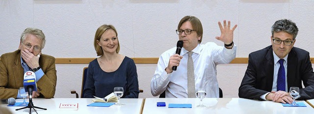 Freiburgs grner Oberbrgermeister  Di...-Bendit zu einer Debatte ber die EU.   | Foto: ingo Schneider