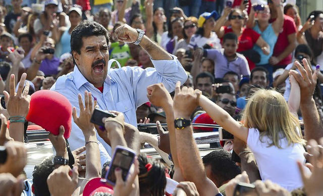 Nicols Maduro am Tag der Wahl: Der ne...erst, dass das Ergebnis so knapp war.   | Foto: AFP