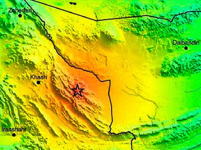 Den Ort des Erdbebens hat der geologis...ienst der USA mit einem Stern merkiert  | Foto: dpa