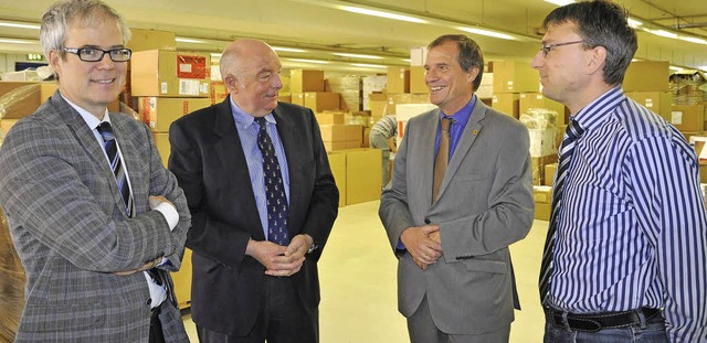 Paul Waldvogel (von links), Rudolf Sch... der Firma Glorex in der Schildgasse.   | Foto: Privat
