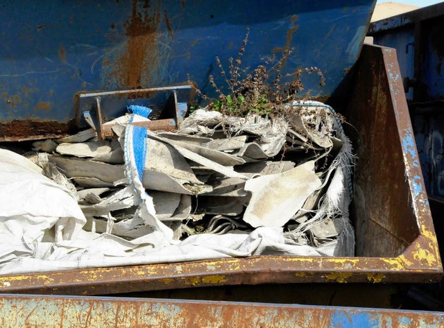 In gleich mehreren Muldencontainern la...fensichtlich  asbesthaltige Baustoffe.  | Foto: Markus Zimmermann               