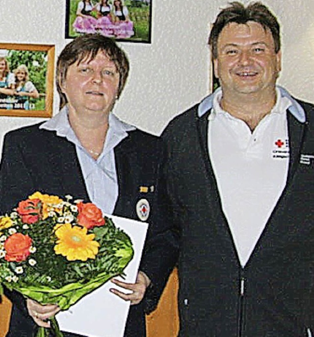 Astrid Mamier, im Bild mit dem Vorsitz... Birmelin, wurde fr 35 Jahre geehrt.   | Foto: Privat