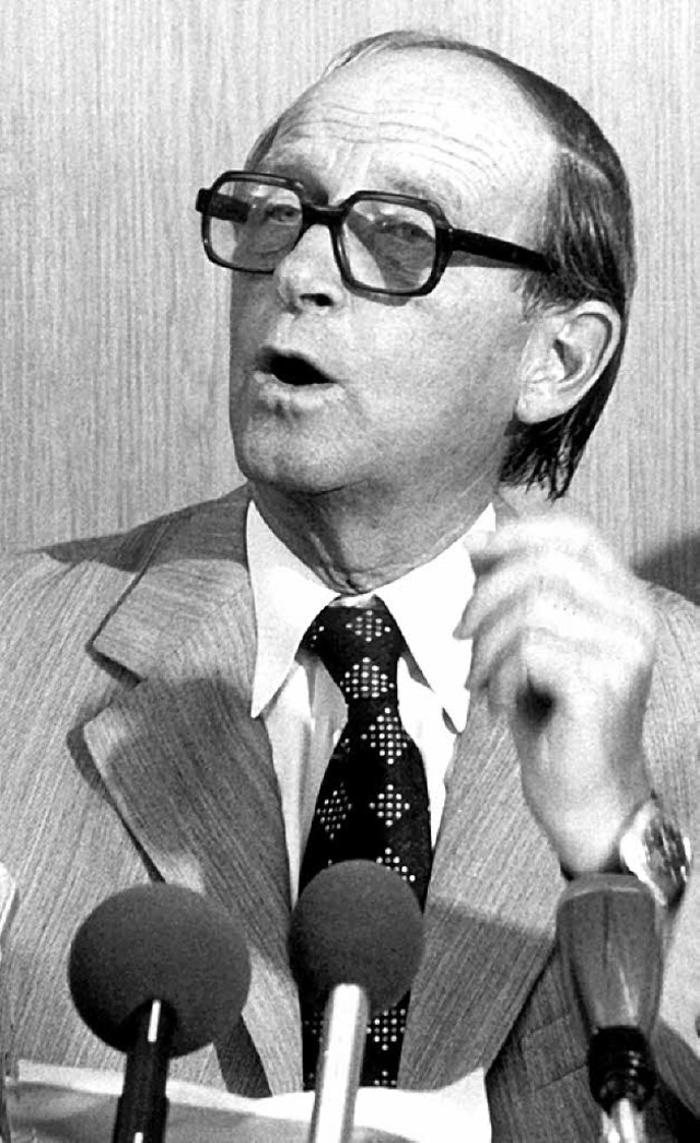 Hans Filbinger am 7. August 1978 bei seiner Rcktrittserklrung   | Foto: dpa