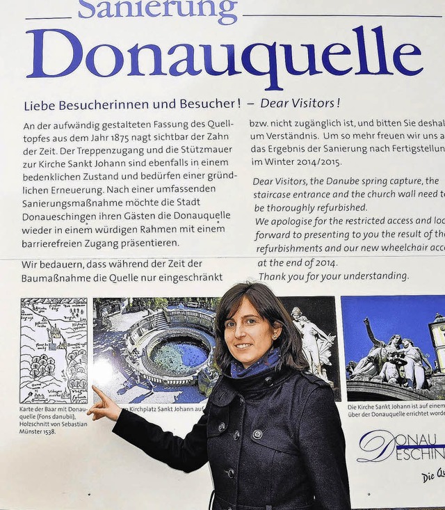 Ein kleiner Ersatz fr die echte Donau... Annika Heinemann vor der Plakatwand.   | Foto: Beathalter