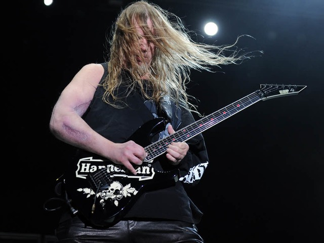 Jeff Hanneman bei einem Konzert im April 2011 in Indio, Kalifornien.   | Foto: AFP