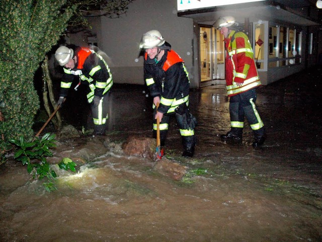 Viel Arbeit machten die Regenfluten der Feuerwehr aus Wehr und flingen.  | Foto: Feuerwehr
