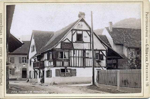 Das Hebelhaus in Hausen nach einer Bil... dem Datum vom 19. Mai 1897 versehen.   | Foto: E. Vogt
