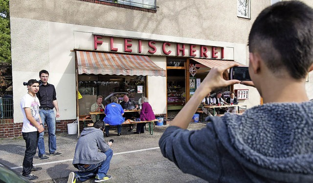 Der Beruf des Metzgers wird vorgestellt: Filmaufnahmen in Berlin.   | Foto: christian kruppa