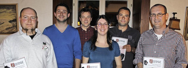 Ehrungen bei den Stiegele Chatzen (im ...rmle, Erik Gantert und  Klaus Mller.   | Foto: Luisa Denz