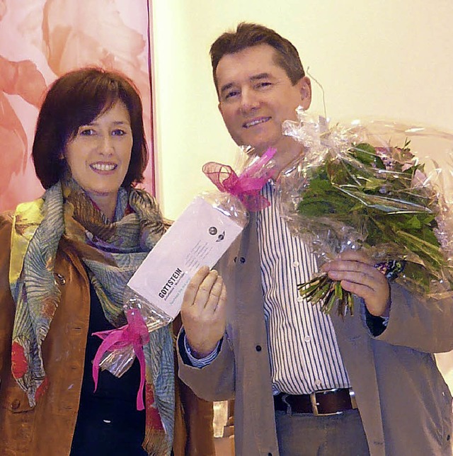Claudia Menzer mit dem Gewinner Bernhard Isele.   | Foto: PRIVAT