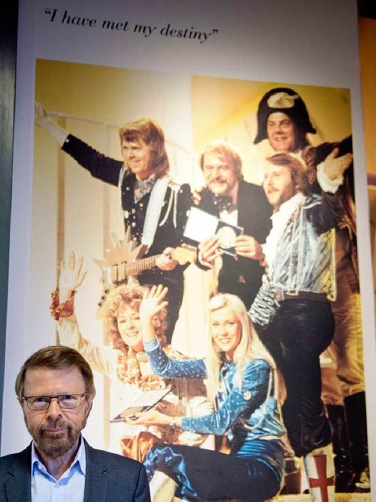 Abba-Mitglied Bjorn Kristian Ulvaeus vor einem Poster aus den 70ern