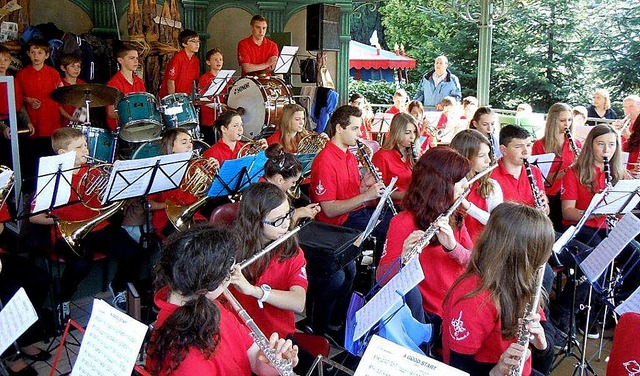 Das gemeinsame Jugendorchester des Mus...n beim Auftritt im Europa-Park in Rust  | Foto: Privat