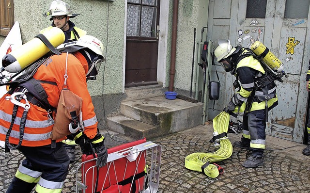 Beim Workshop fr Atemschutzgertetrg...ner  Feuerwehrkameraden  thematisiert.  | Foto: Schimanski