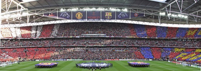 Ort der Sehnsucht: Das Londoner Wemble...r Champions League ber die Bhne geht  | Foto: dpa