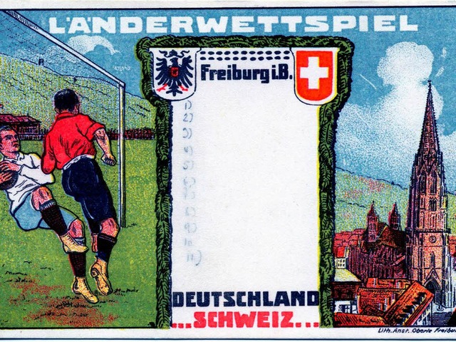 Eine Postkarte zum Lnderspiel 1913. F...gele, Mechling, Frst, Kipp und Hirsch  | Foto:  Sportmuseum