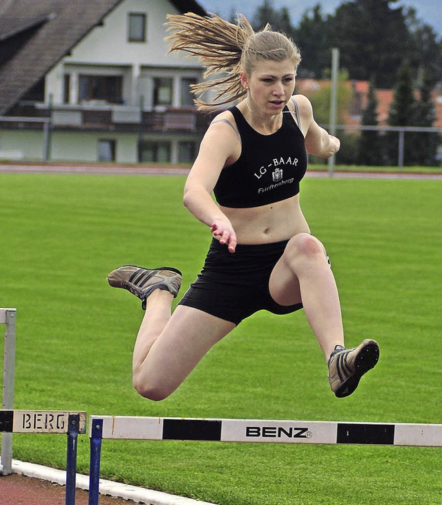 Empfahl sich mit Klasseleistungen fr ...erschaft: Jessica Plasch im Hrdenlauf  | Foto: Ottmar Heiler