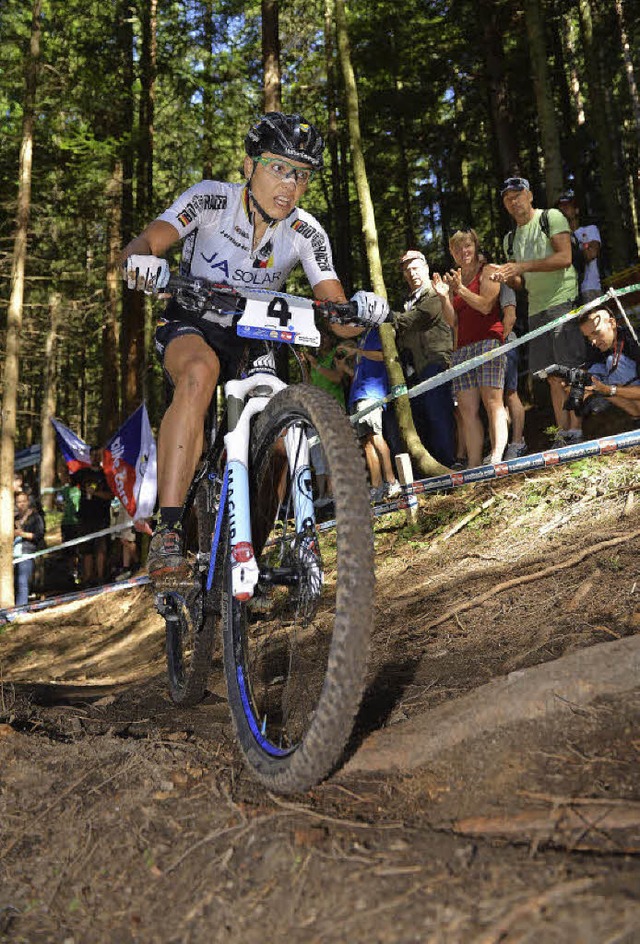 Sabine Spitz bei der Mountainbike-Welt...t 2012 im sterreichischen Saalfelden.  | Foto: dapd