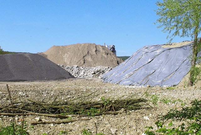 Der mit Planen abgedeckte Haufen soll die Vorgngerfirma abgelagert haben.    | Foto: Rolf Reissmann