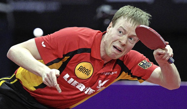 In Schrglage ins WM-Achtelfinale: der...sche Tischtennisspieler Patrick Baum    | Foto: DPA