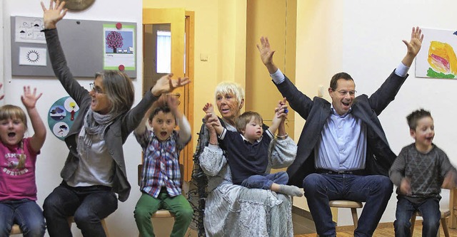 Besuchte den  neuen integrativen Kindergarten in Btzingen: Christoph Bayer  | Foto: Horst David