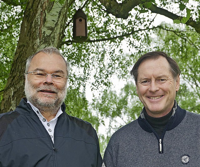Mathias Rasch (links)  und  Michel Zim...ub, der 50 Nistksten aufgehngt hat.   | Foto: Anlicker