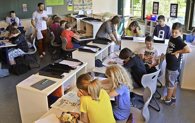 Klassenzimmer der Zukunft: Lernatelier in der Jengerschule in Ehrenkirchen.   | Foto: Andrea Gallien/tanja Bury