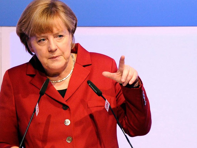 Angela Merkel bei der Bundesversammlun...Sozialflgels im westflischen Mnster  | Foto: dpa