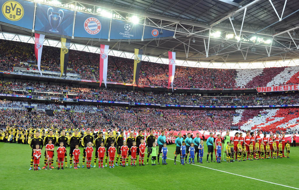 Borussia Dortmund und der FC Bayern Mnchen vor dem ersten Deutschen Champions League-Finale.