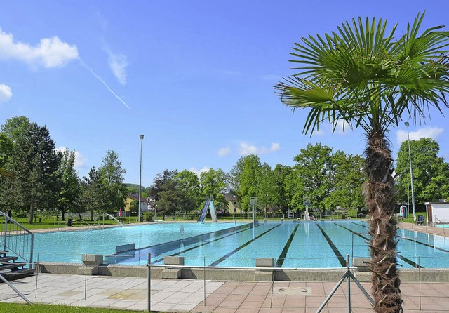 Der Eindruck trgt: Die Palme am Becke... der beheizten Schwimmhalle angenehm.   | Foto: Sebastian Probst